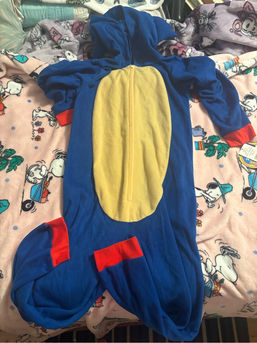 Kohl's Blue Hooded Onesie with Red and Yellow Accents sonic the hedgehog